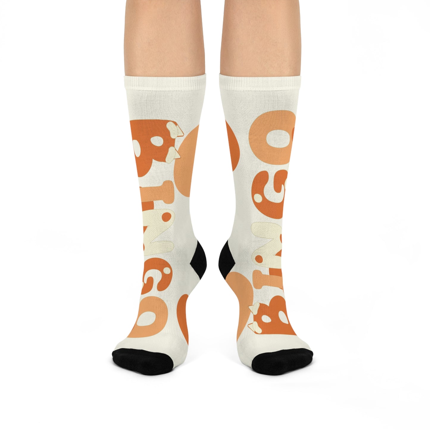 Bingo-Inspired Cartoon Crew Socks – Cute Bingo Design