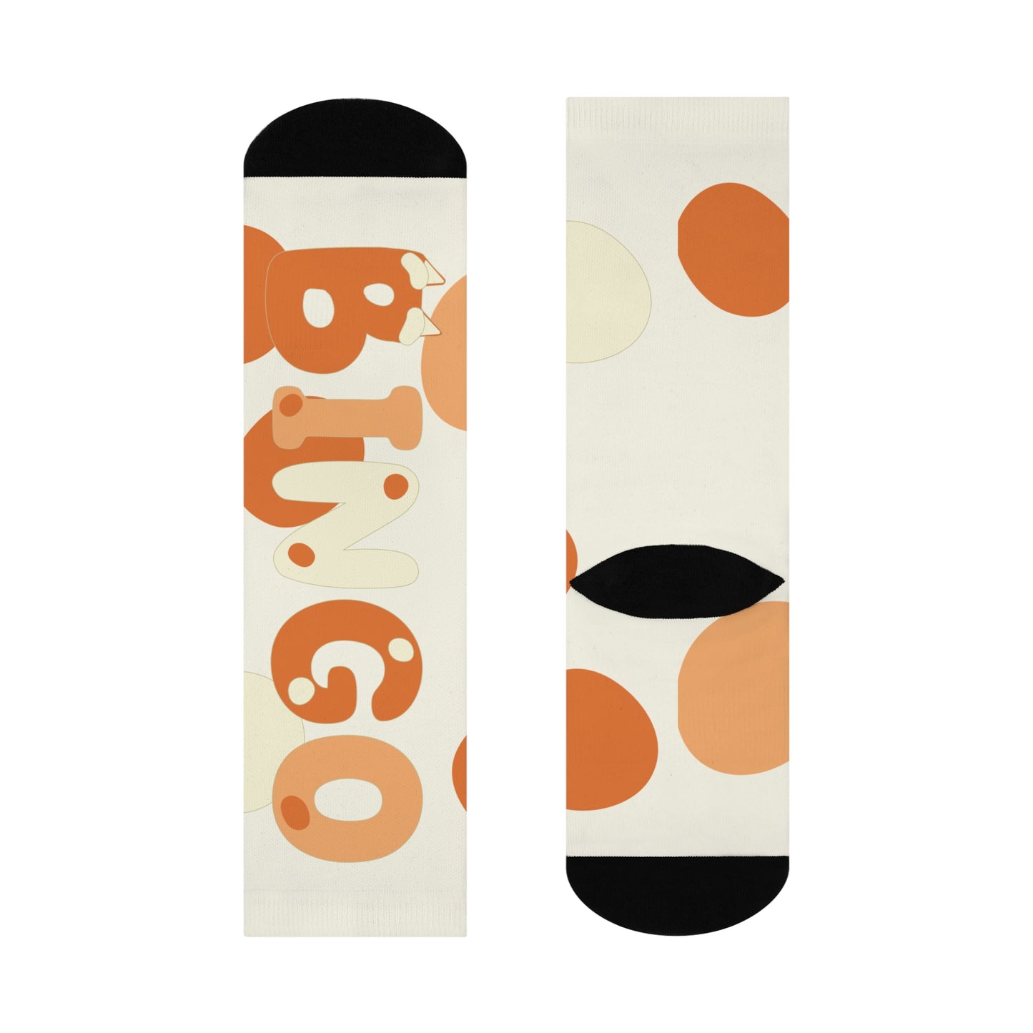 Bingo-Inspired Cartoon Crew Socks – Cute Bingo Design