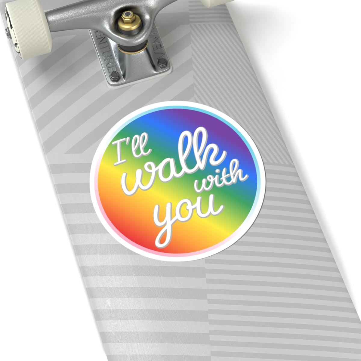 Colorful Inspirational Kiss-Cut Stickers, LGBTQ+ Pride Sticker, Motivational Laptop Decal, Walk With You Sticker, Affirmation Decoration