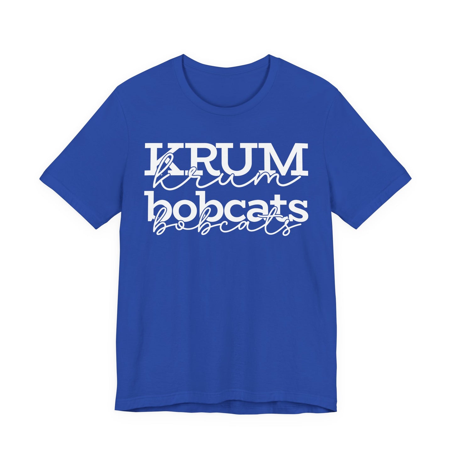 Krum Bobcats Adult Shirt Unisex Tee with script