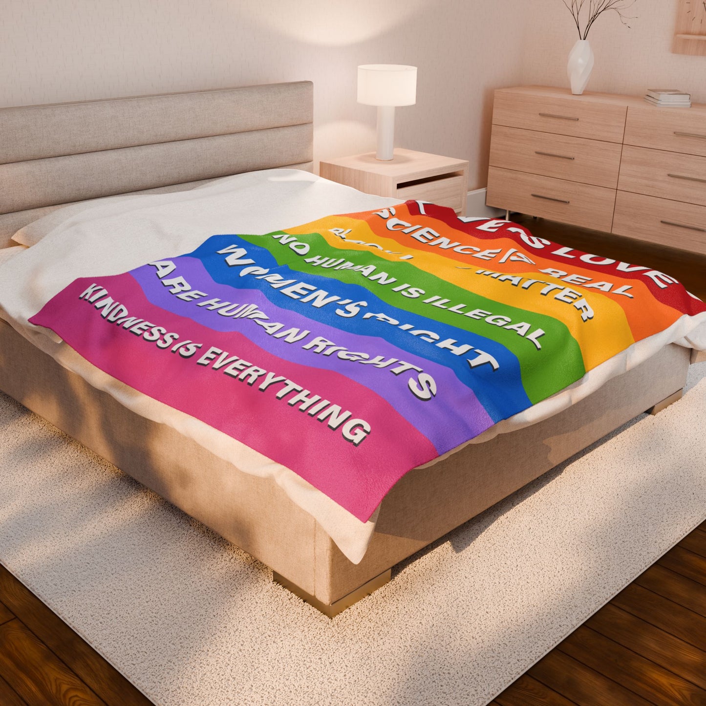 Velveteen Plush Blanket – Pride & Social Justice Statement Throw