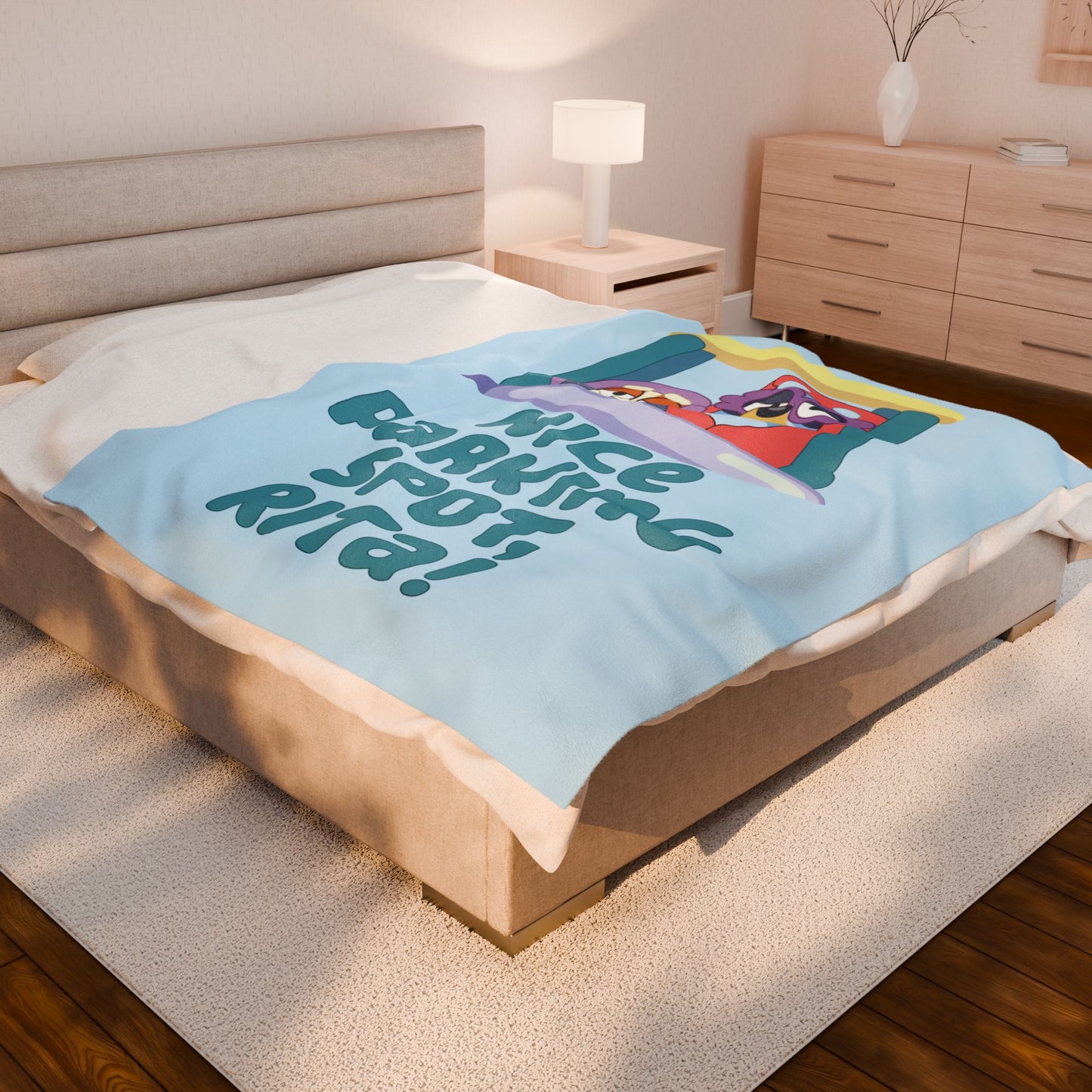 Bluey Grannies Plush Blanket – “Nice Parking Spot, Rita”