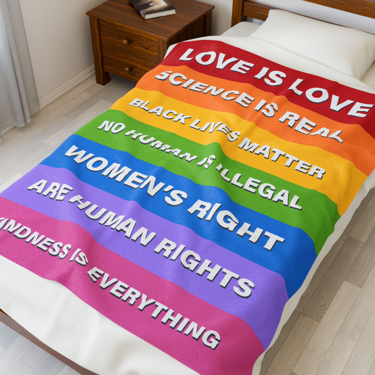 Velveteen Plush Blanket – Pride & Social Justice Statement Throw