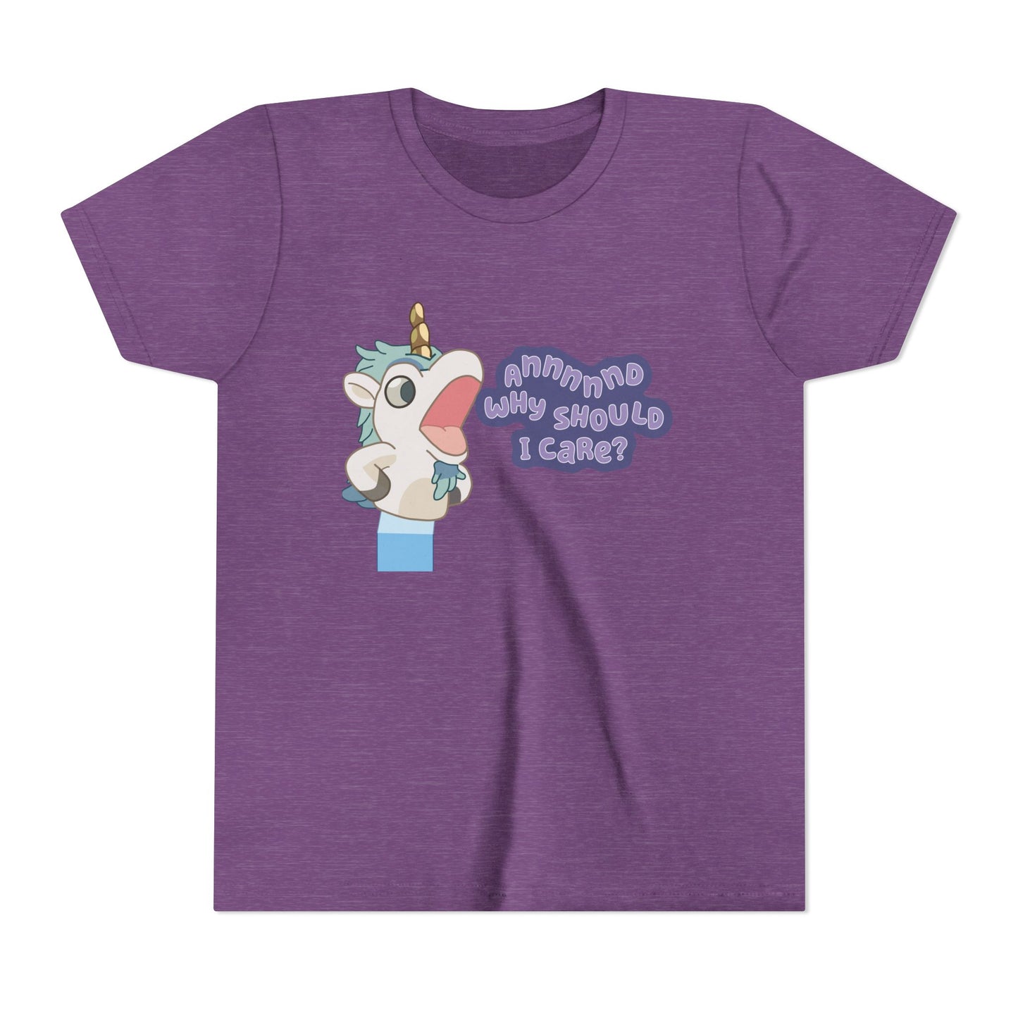 Bluey Unicorse Youth Tee – “Annnd Why Should I Care?” Funny Graphic