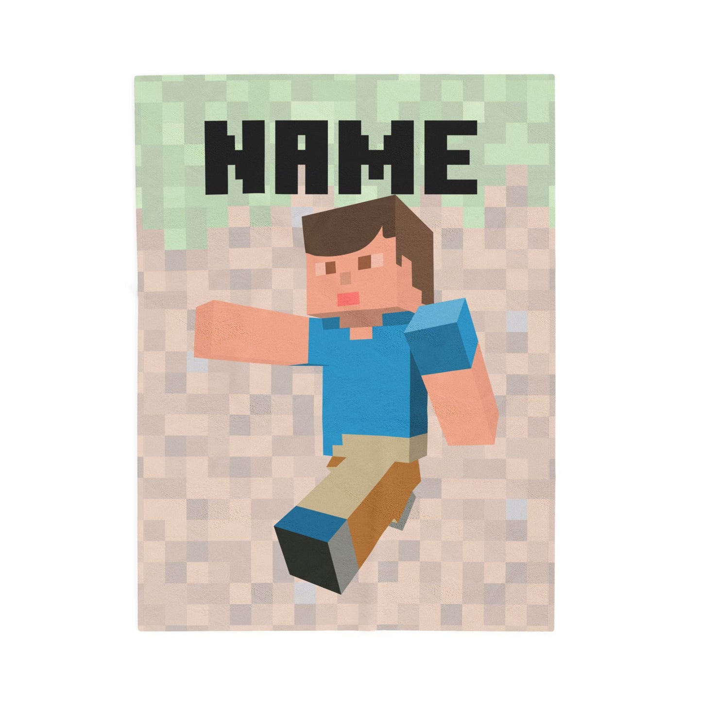 Personalized Minecraft Plush Blanket – Custom Name Gamer Gift