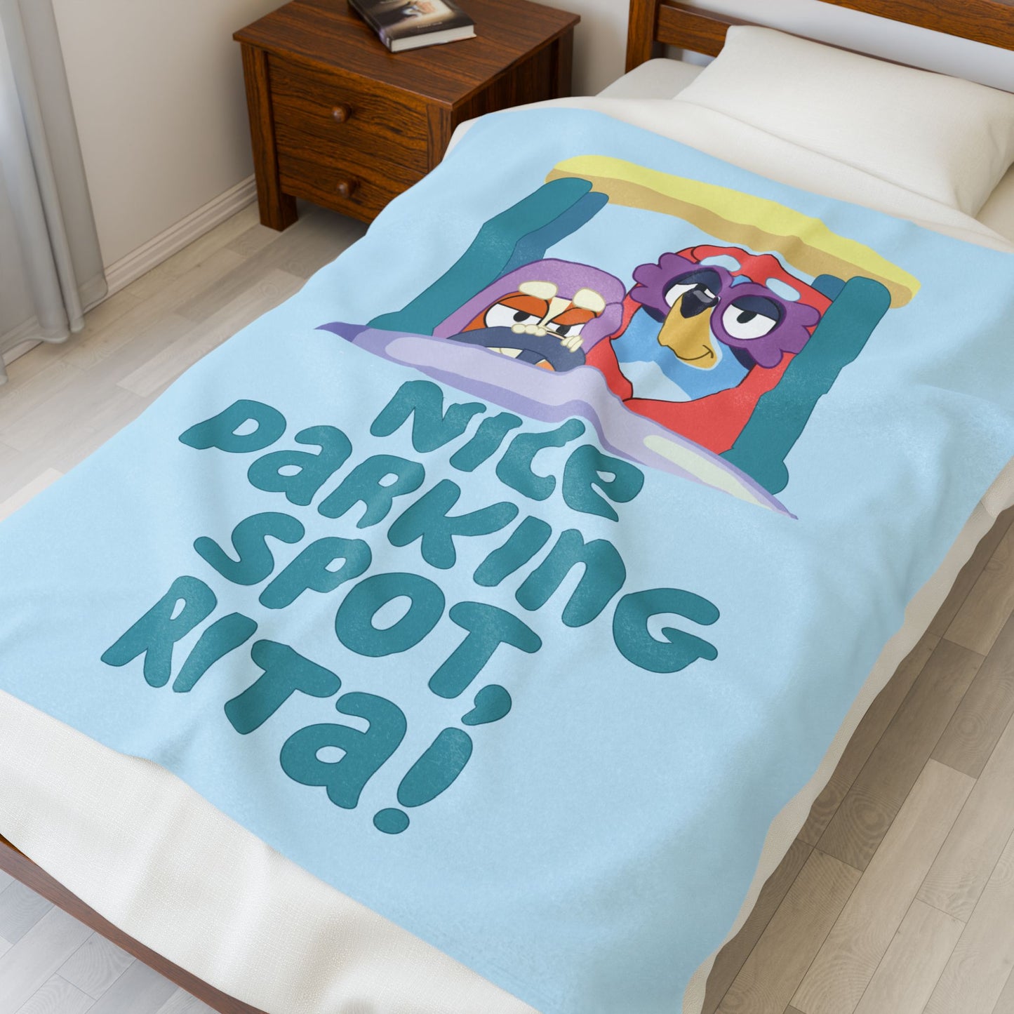 Bluey Grannies Plush Blanket – “Nice Parking Spot, Rita”