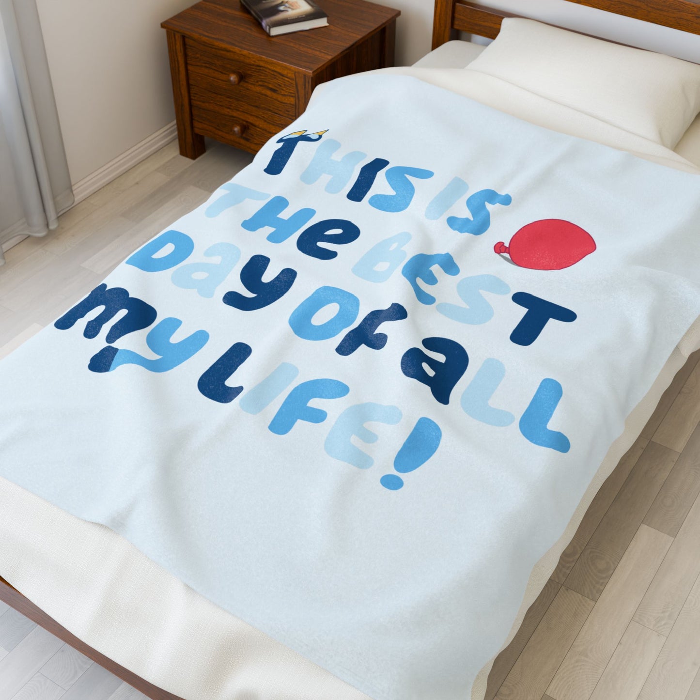 Bluey Plush Blanket – “Keepy Uppy, Best Day of My Life” Throw