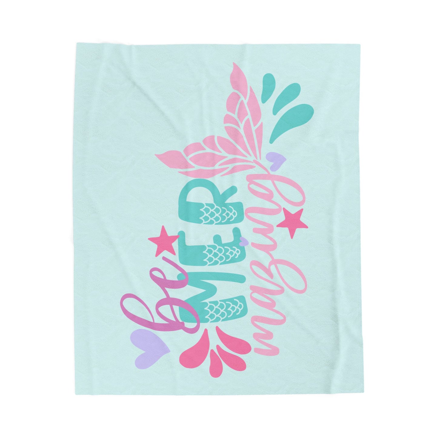 Mermaid Velveteen Plush Blanket – Pink, Purple & Green Coastal Throw