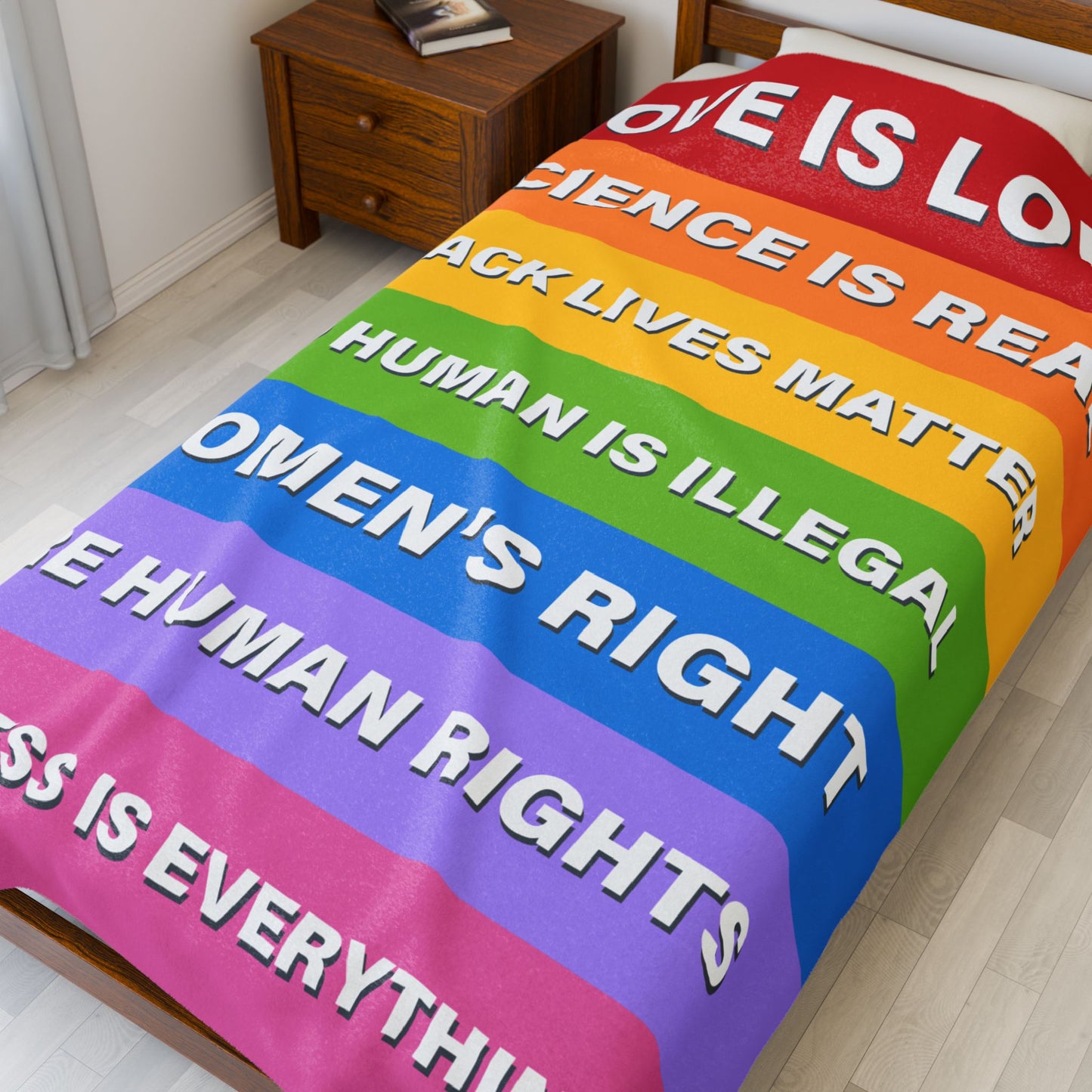 Velveteen Plush Blanket – Pride & Social Justice Statement Throw