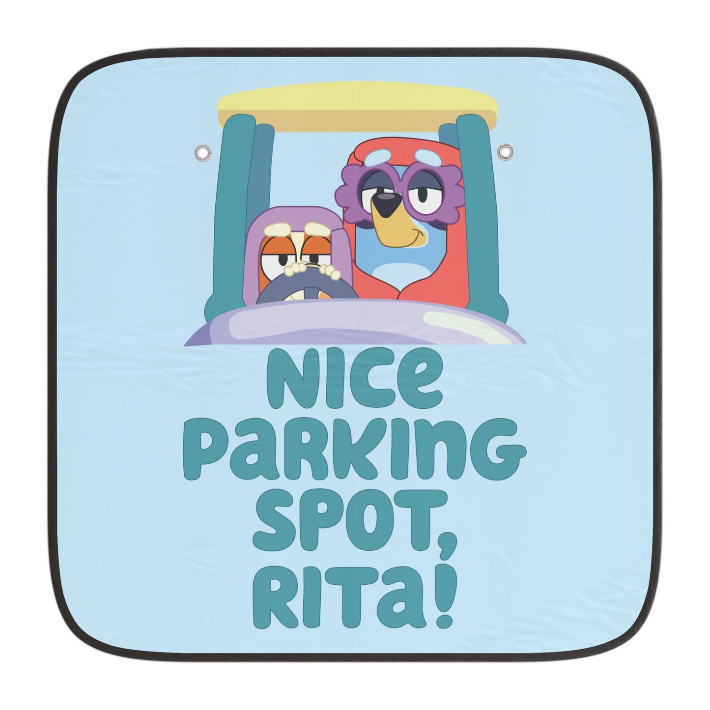 “Nice Parking Spot, Rita” Car Sun Shade – Bluey Grannies