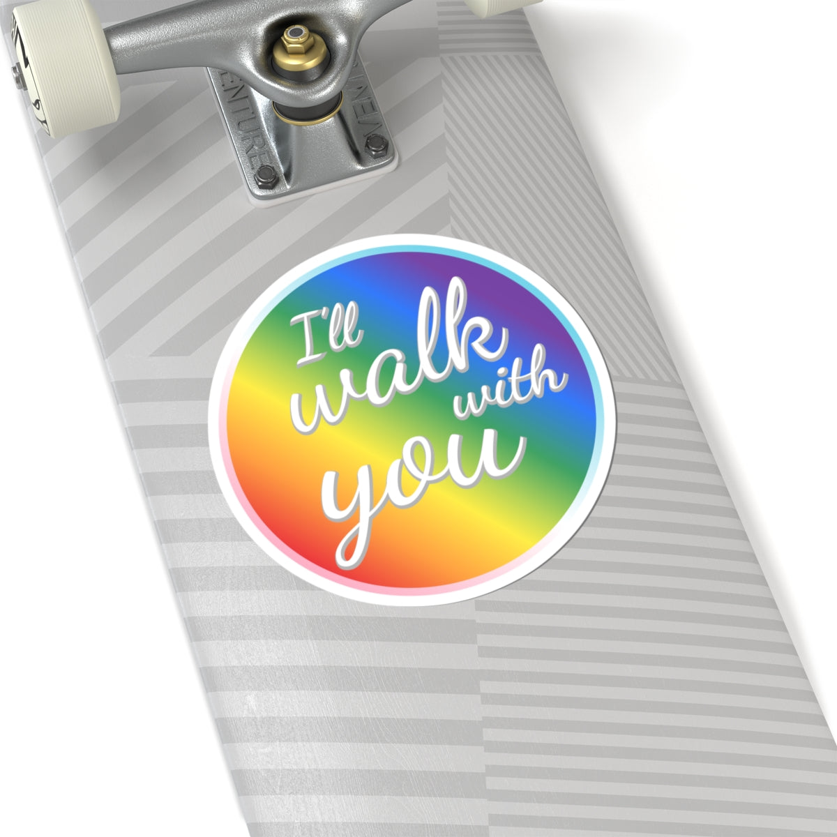 Colorful Inspirational Kiss-Cut Stickers, LGBTQ+ Pride Sticker, Motivational Laptop Decal, Walk With You Sticker, Affirmation Decoration