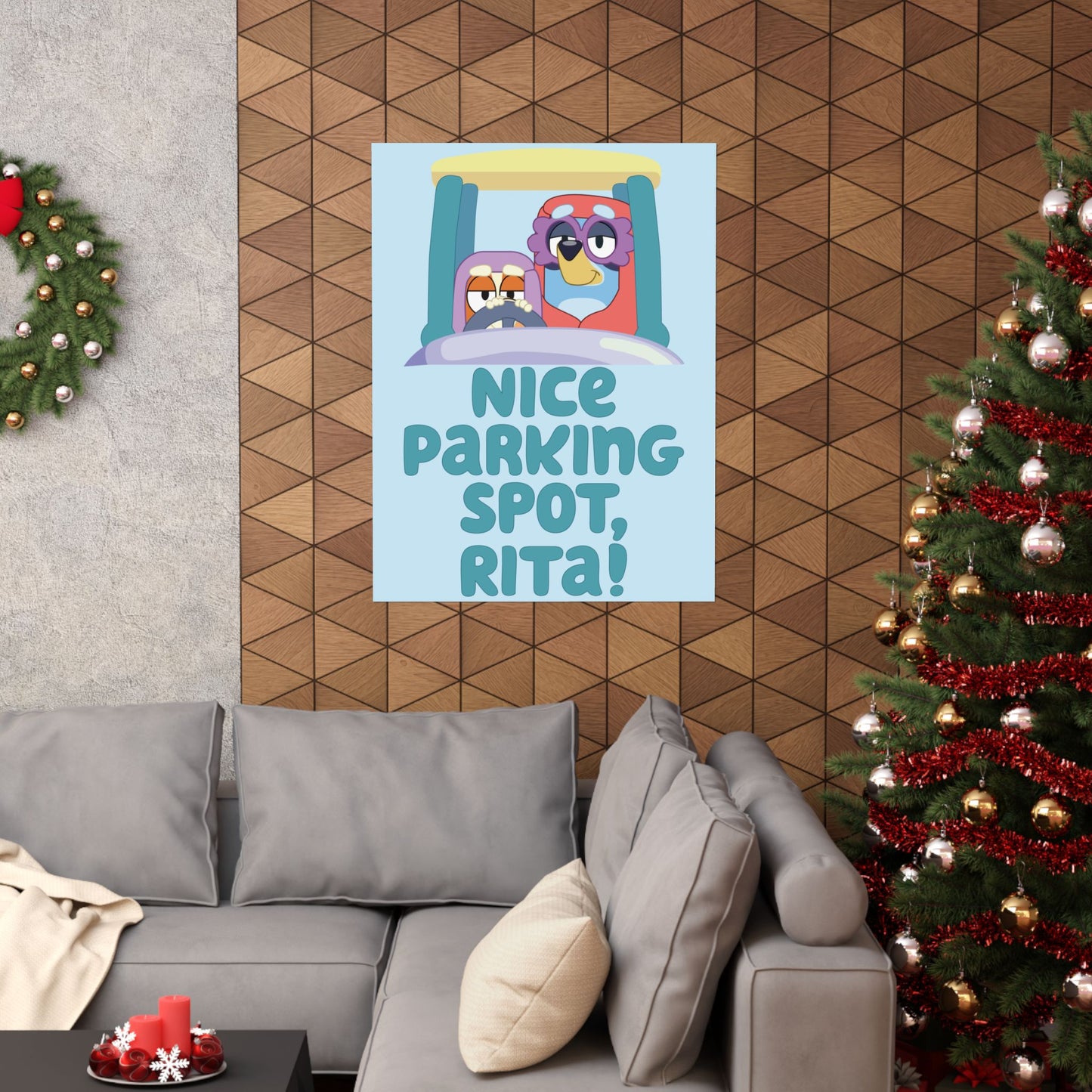 “Nice Parking Spot, Rita” Matte Vertical Poster – Bluey Grannies