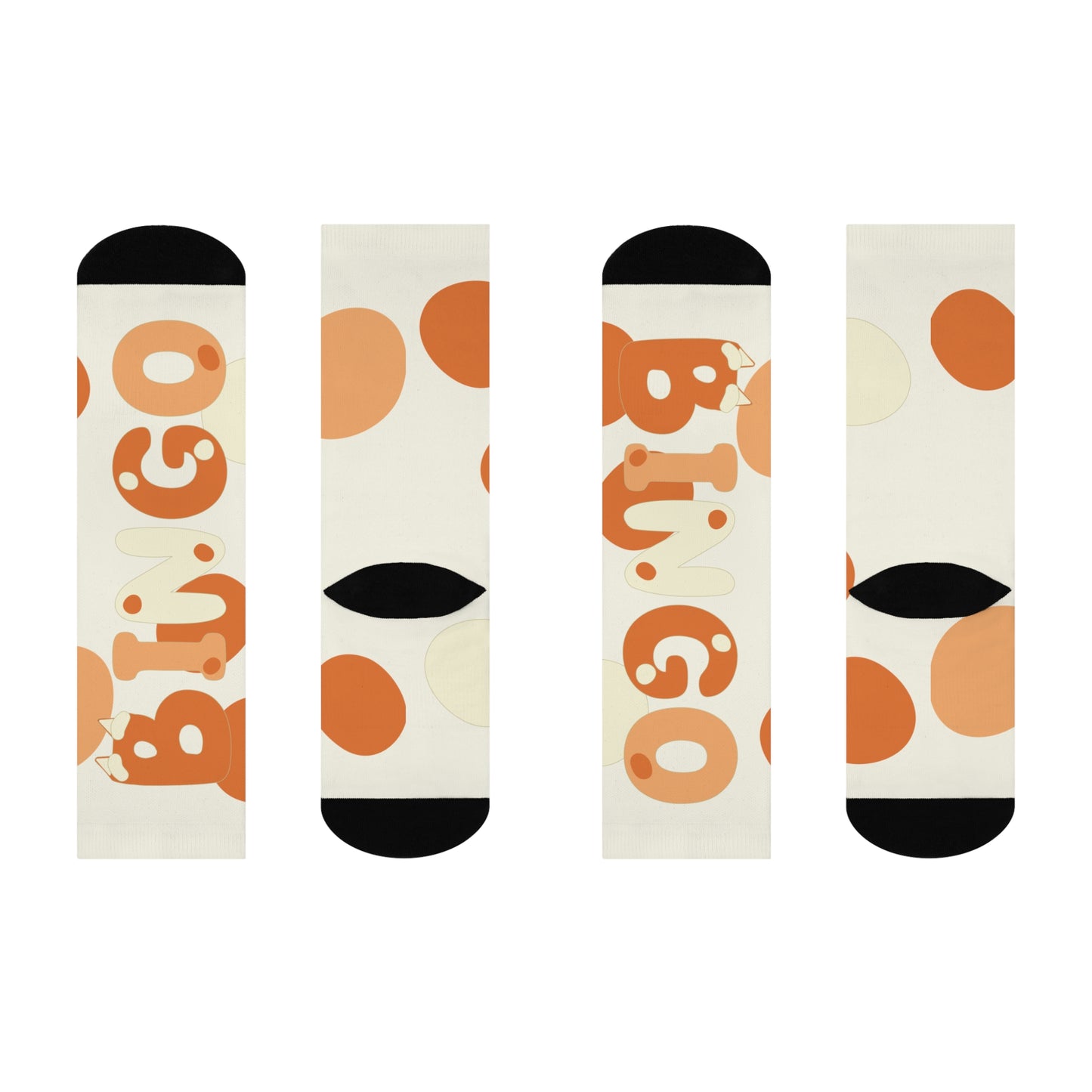 Bingo-Inspired Cartoon Crew Socks – Cute Bingo Design