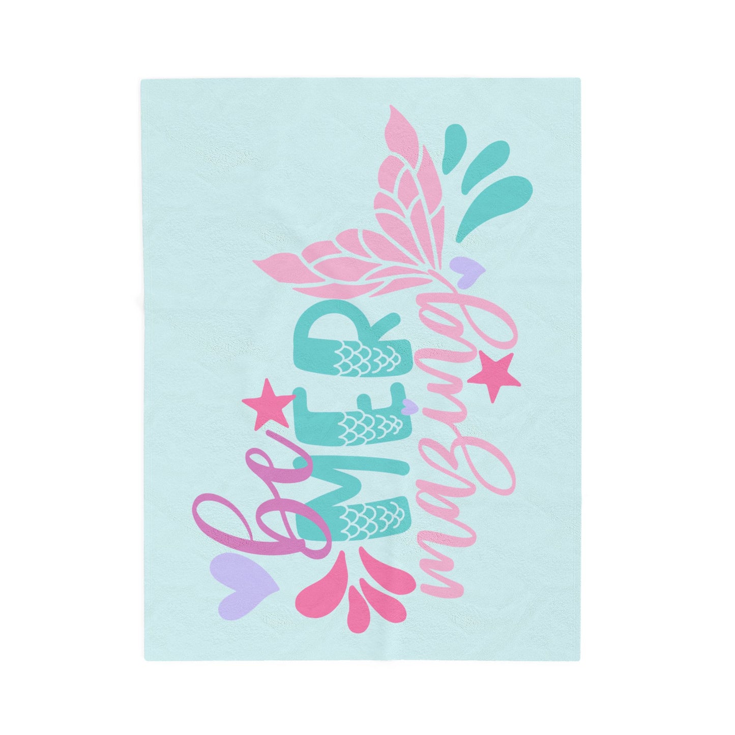 Mermaid Velveteen Plush Blanket – Pink, Purple & Green Coastal Throw