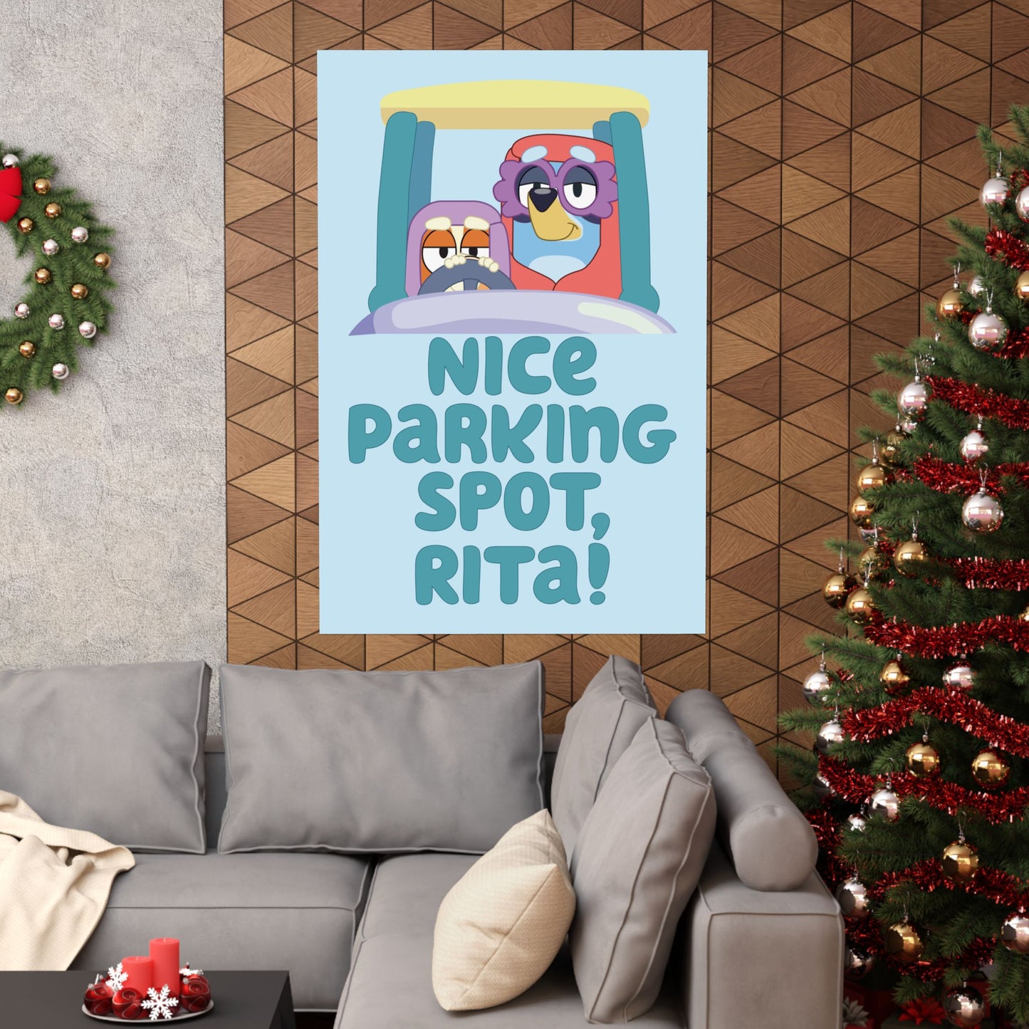 “Nice Parking Spot, Rita” Matte Vertical Poster – Bluey Grannies