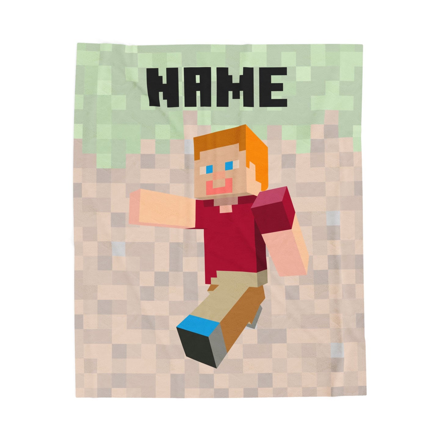 Personalized Minecraft Plush Blanket – Custom Name Gamer Gift