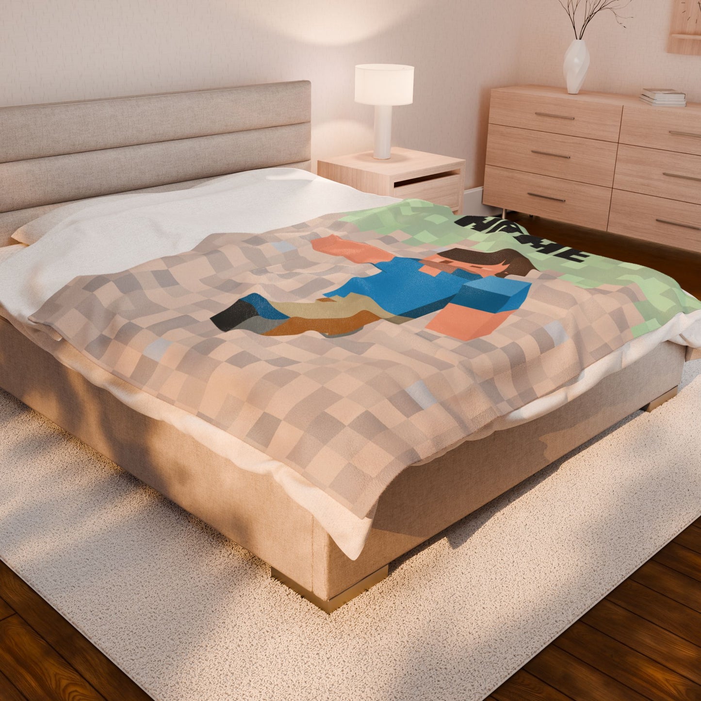 Personalized Minecraft Plush Blanket – Custom Name Gamer Gift