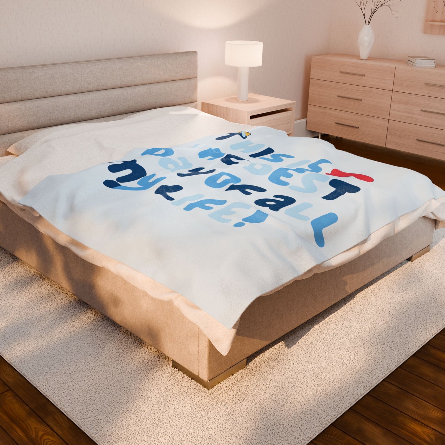 Bluey Plush Blanket – “Keepy Uppy, Best Day of My Life” Throw