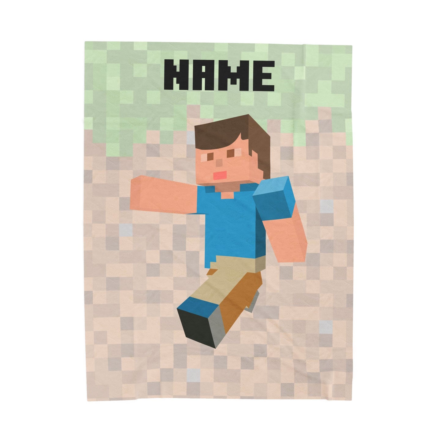 Personalized Minecraft Plush Blanket – Custom Name Gamer Gift