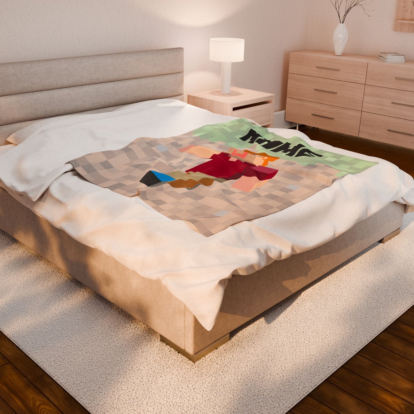 Personalized Minecraft Plush Blanket – Custom Name Gamer Gift