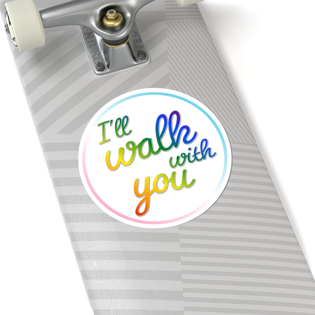 Colorful Inspirational Circular Stickers, LGBTQ+ Pride Sticker, Motivational Laptop Decal, Walk With You Sticker, Affirmation Decoration