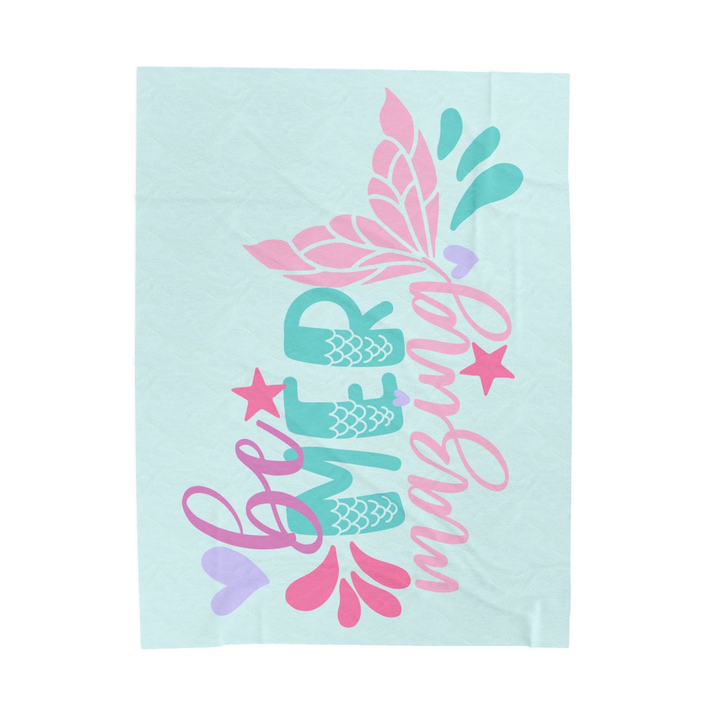 Mermaid Velveteen Plush Blanket – Pink, Purple & Green Coastal Throw
