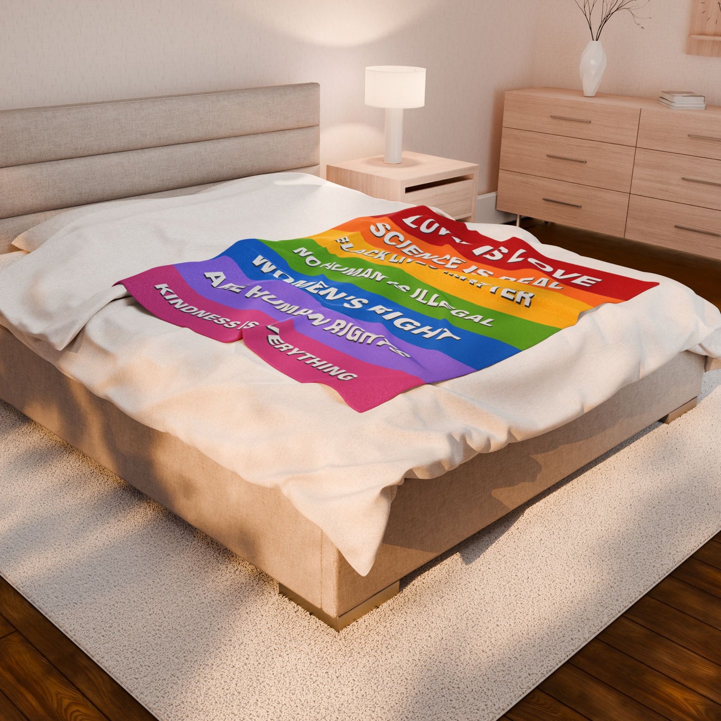 Velveteen Plush Blanket – Pride & Social Justice Statement Throw