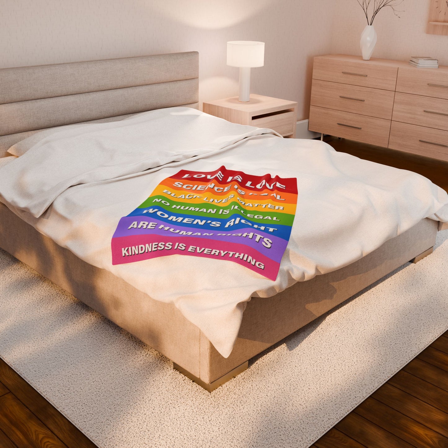 Velveteen Plush Blanket – Pride & Social Justice Statement Throw