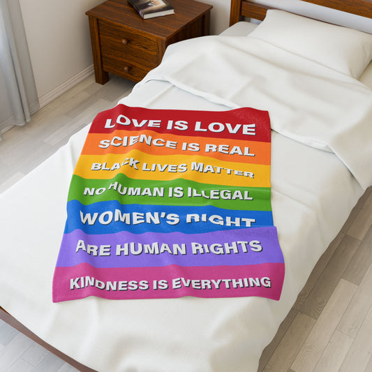 Velveteen Plush Blanket – Pride & Social Justice Statement Throw