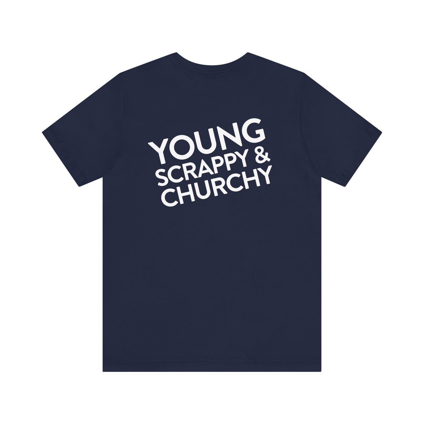 Young, Scrappy, and Churchy Tee for Community UMC of Krum - Unisex Jersey Short Sleeve