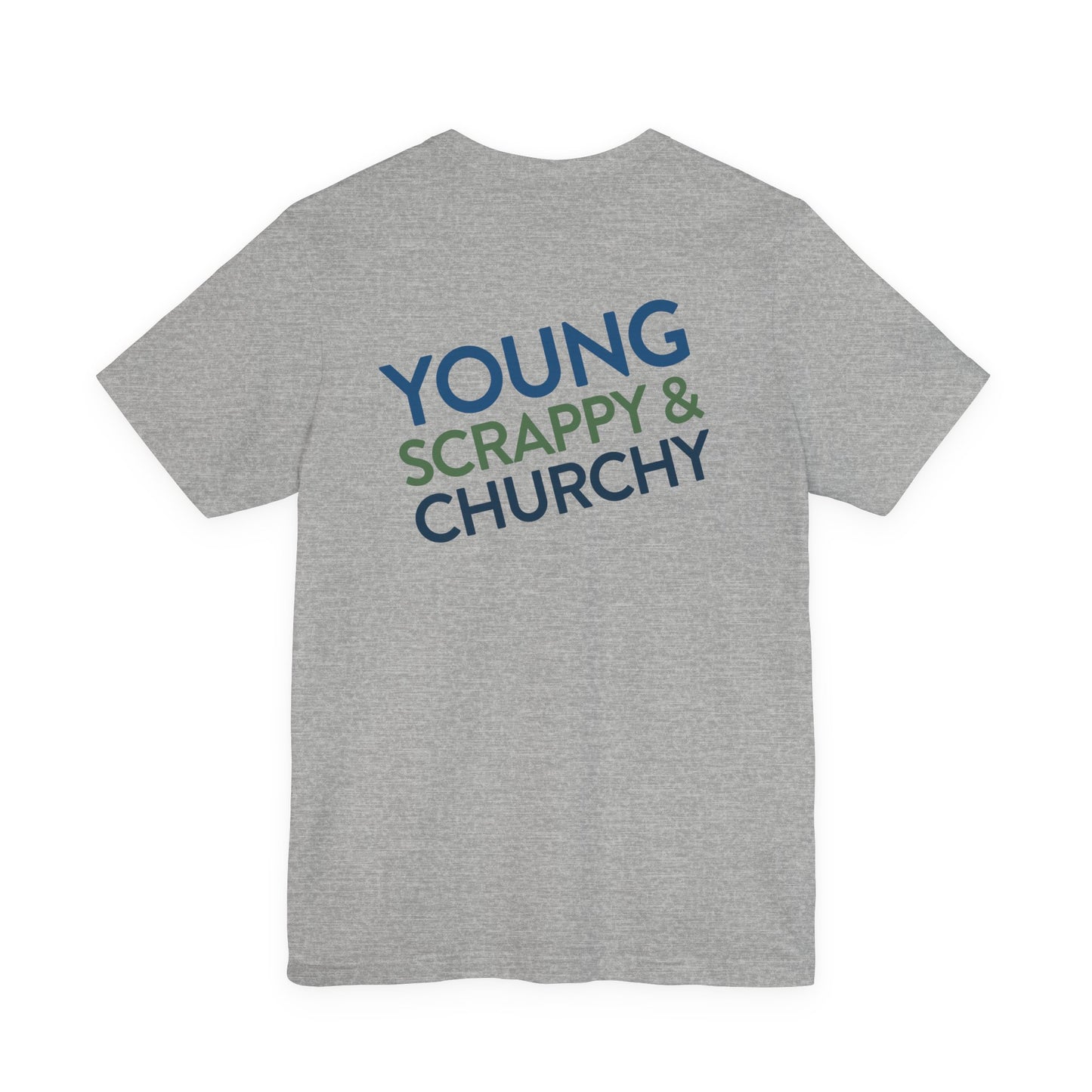 Young, Scrappy, and Churchy Tee for Community UMC of Krum - Unisex Jersey Short Sleeve