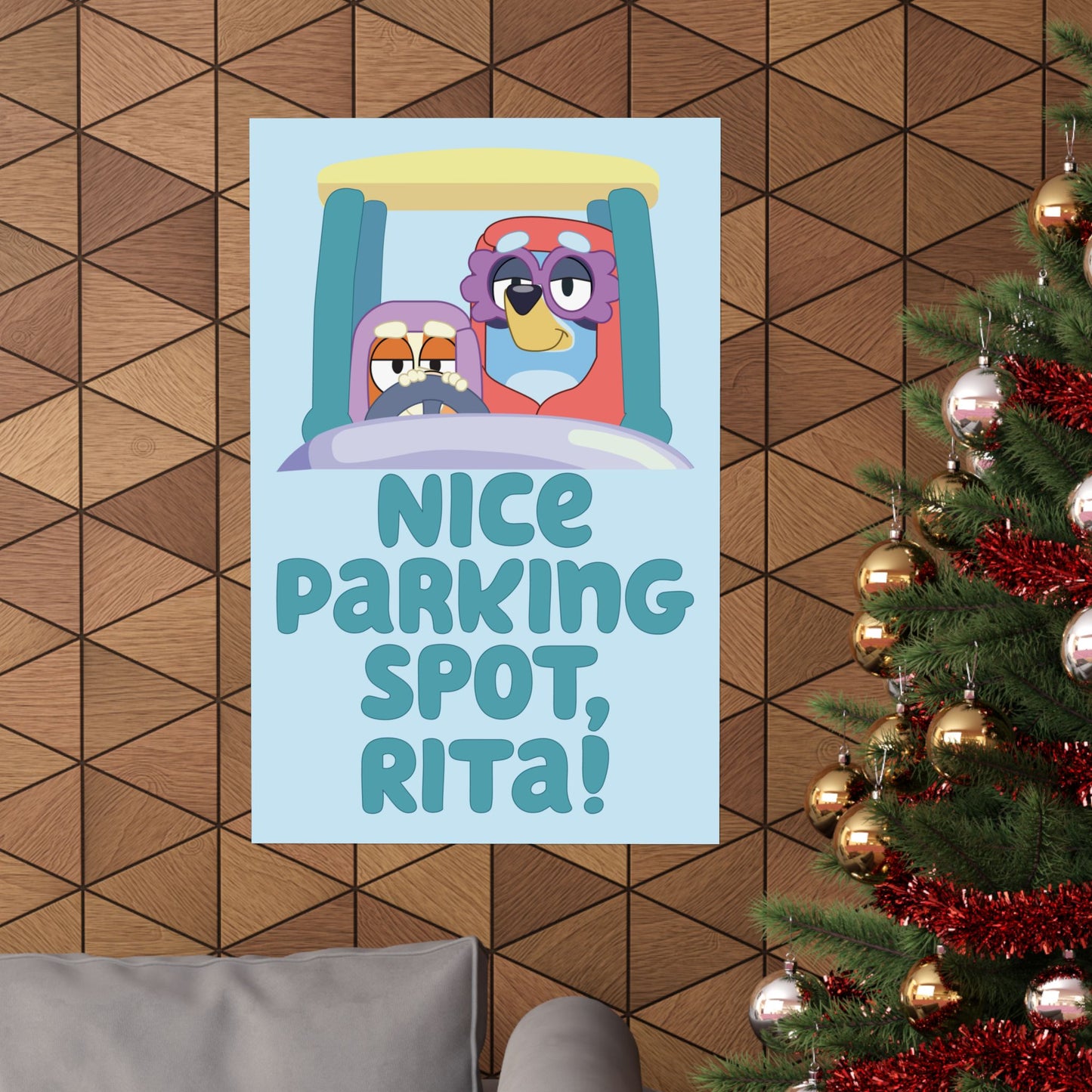 “Nice Parking Spot, Rita” Matte Vertical Poster – Bluey Grannies