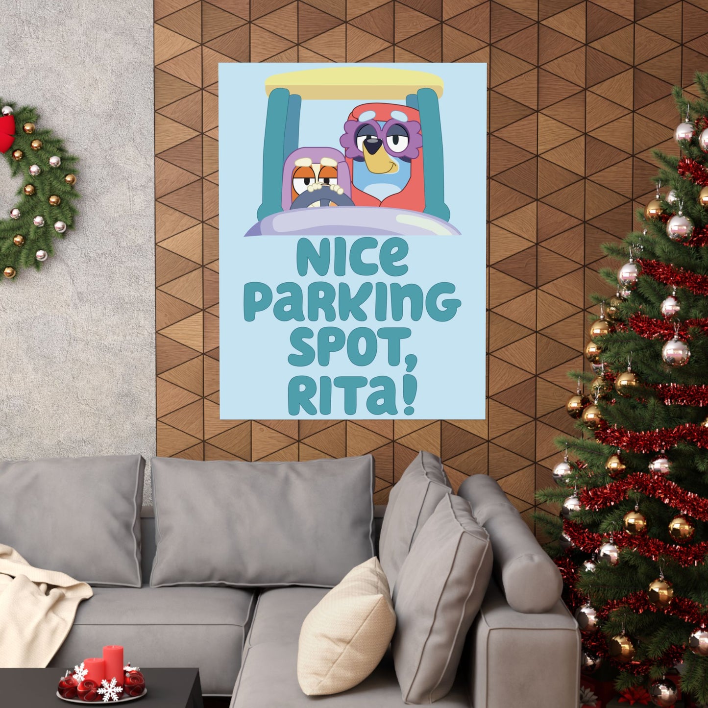 “Nice Parking Spot, Rita” Matte Vertical Poster – Bluey Grannies