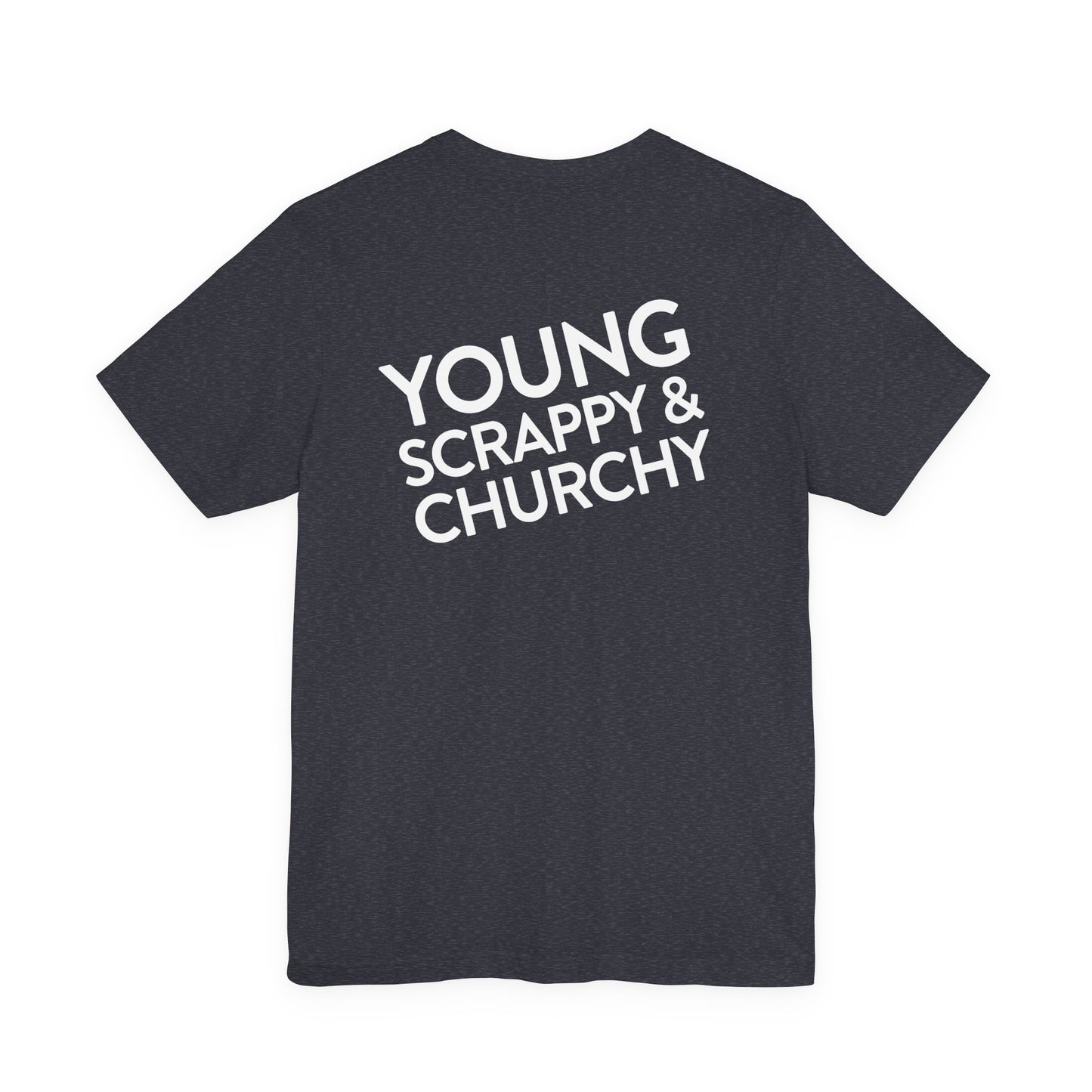 Young, Scrappy, and Churchy Tee for Community UMC of Krum - Unisex Jersey Short Sleeve