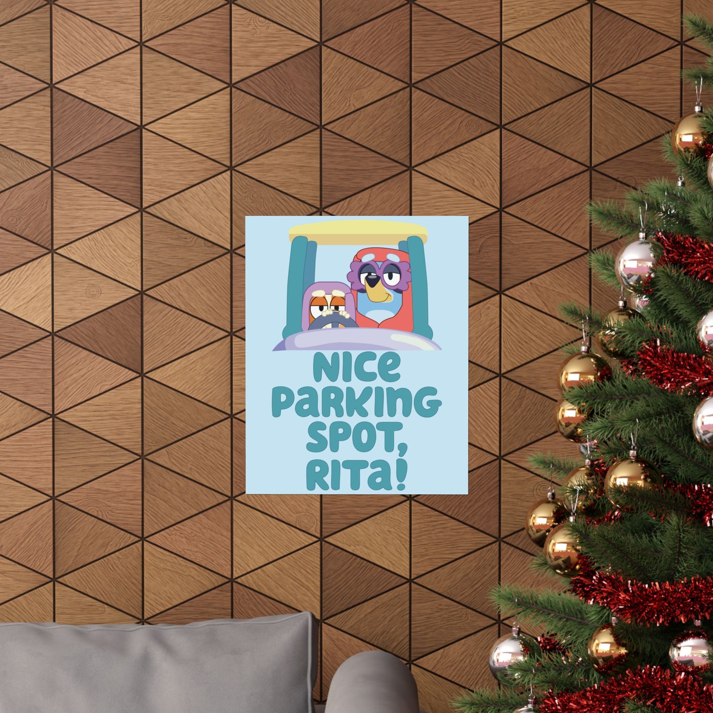 “Nice Parking Spot, Rita” Matte Vertical Poster – Bluey Grannies
