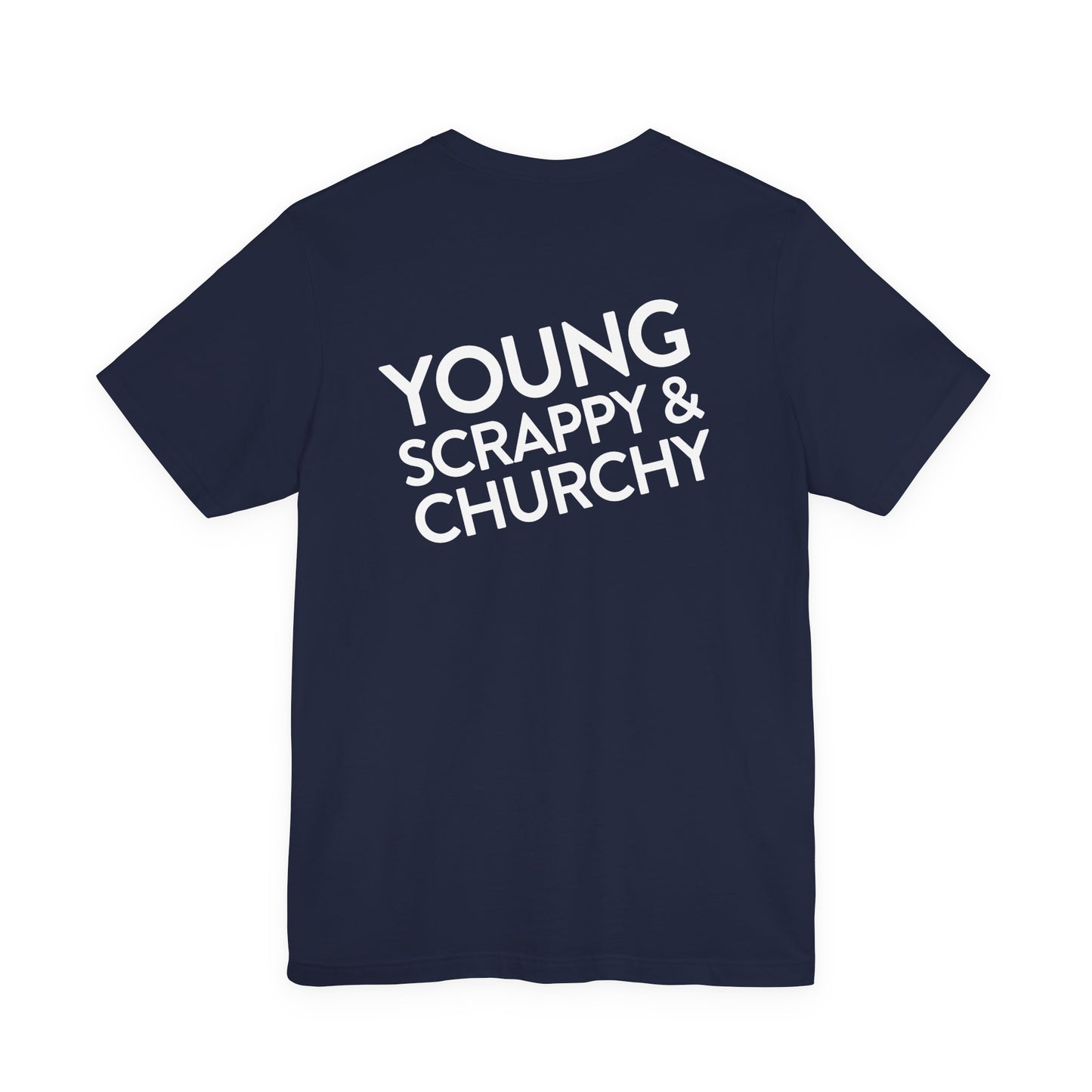 Young, Scrappy, and Churchy Tee for Community UMC of Krum - Unisex Jersey Short Sleeve