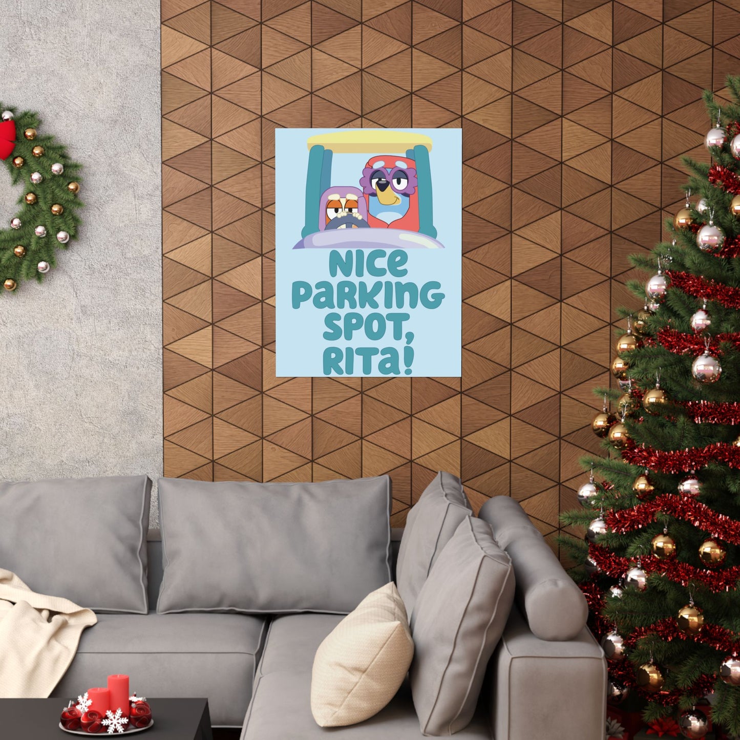 “Nice Parking Spot, Rita” Matte Vertical Poster – Bluey Grannies