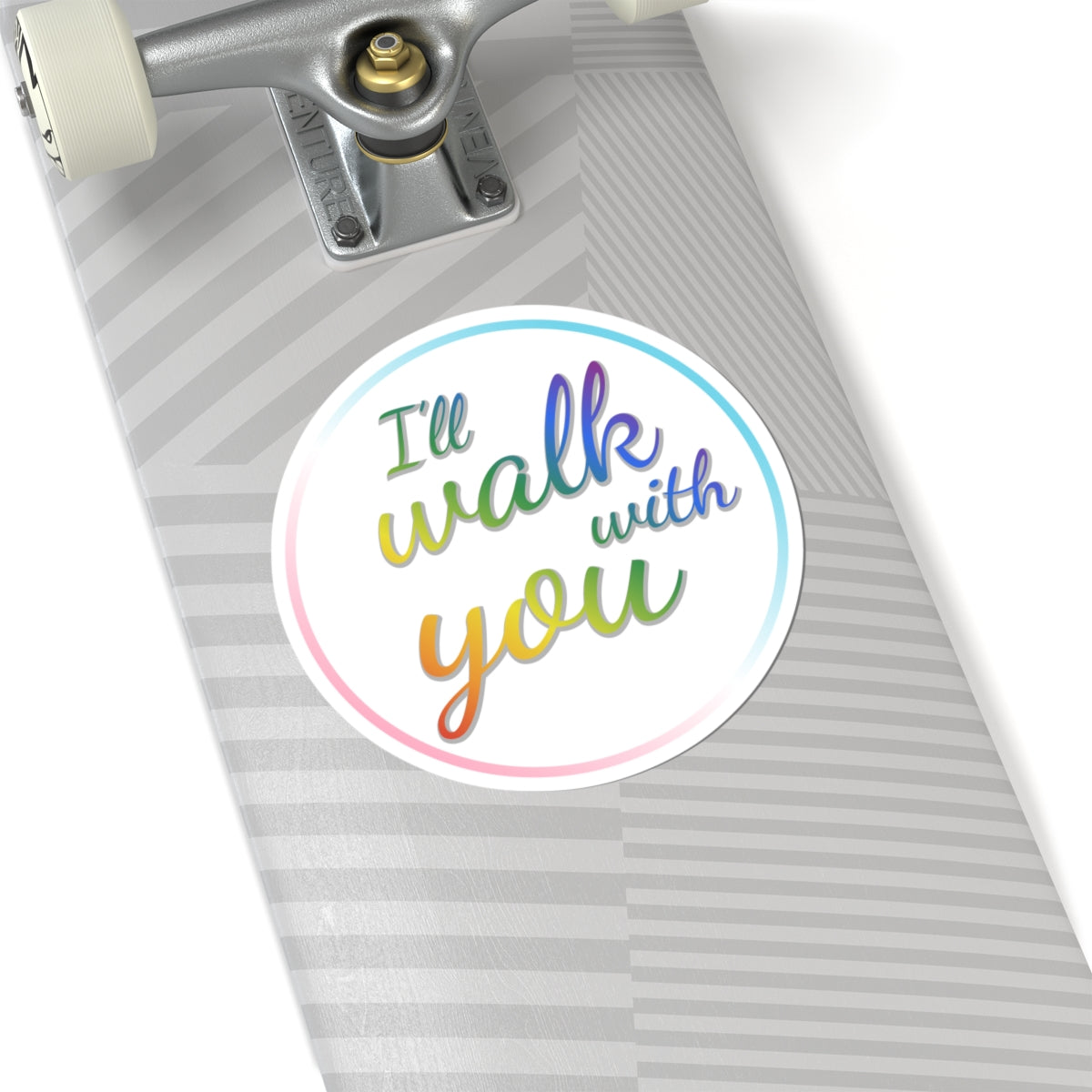 Colorful Inspirational Circular Stickers, LGBTQ+ Pride Sticker, Motivational Laptop Decal, Walk With You Sticker, Affirmation Decoration