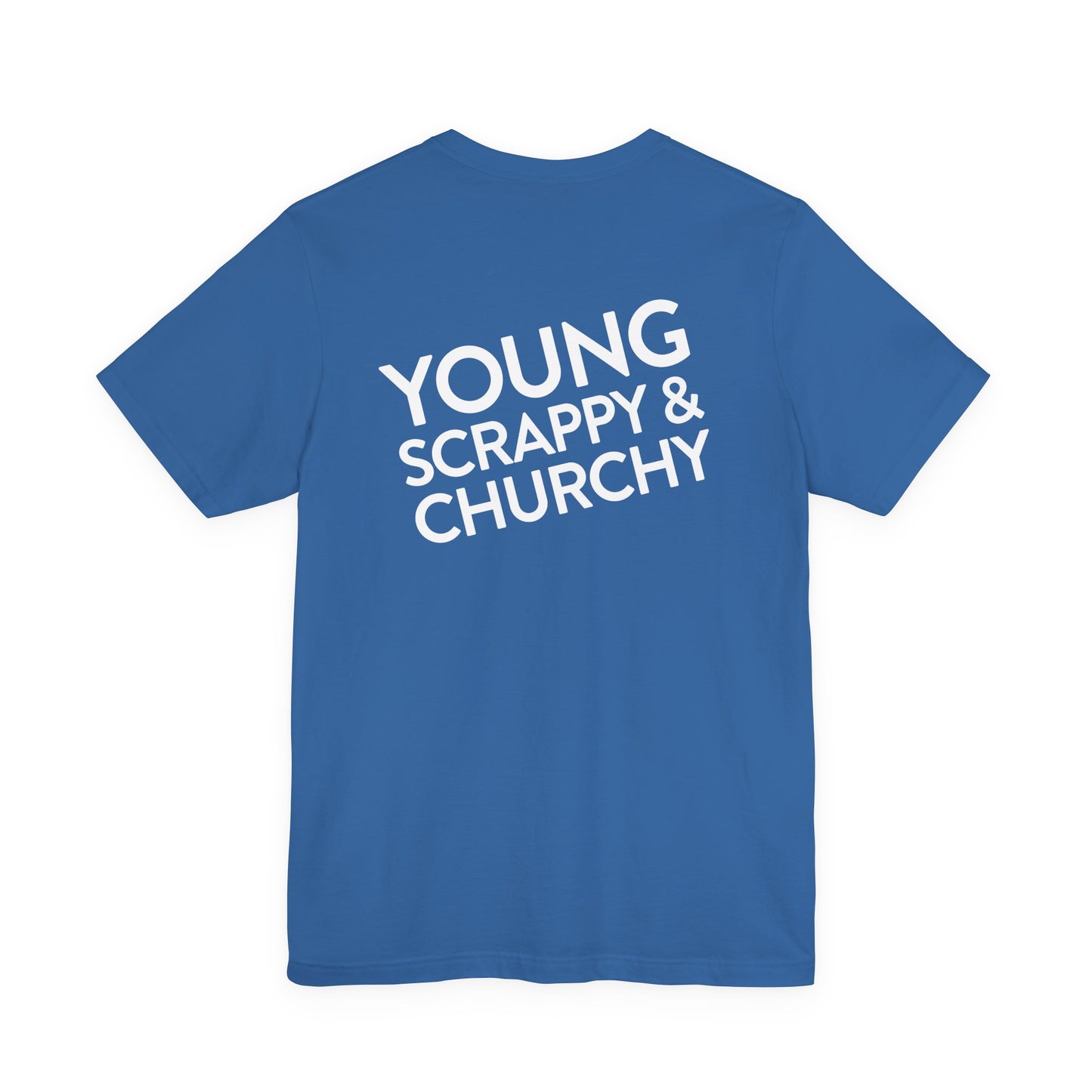 Young, Scrappy, and Churchy Tee for Community UMC of Krum - Unisex Jersey Short Sleeve