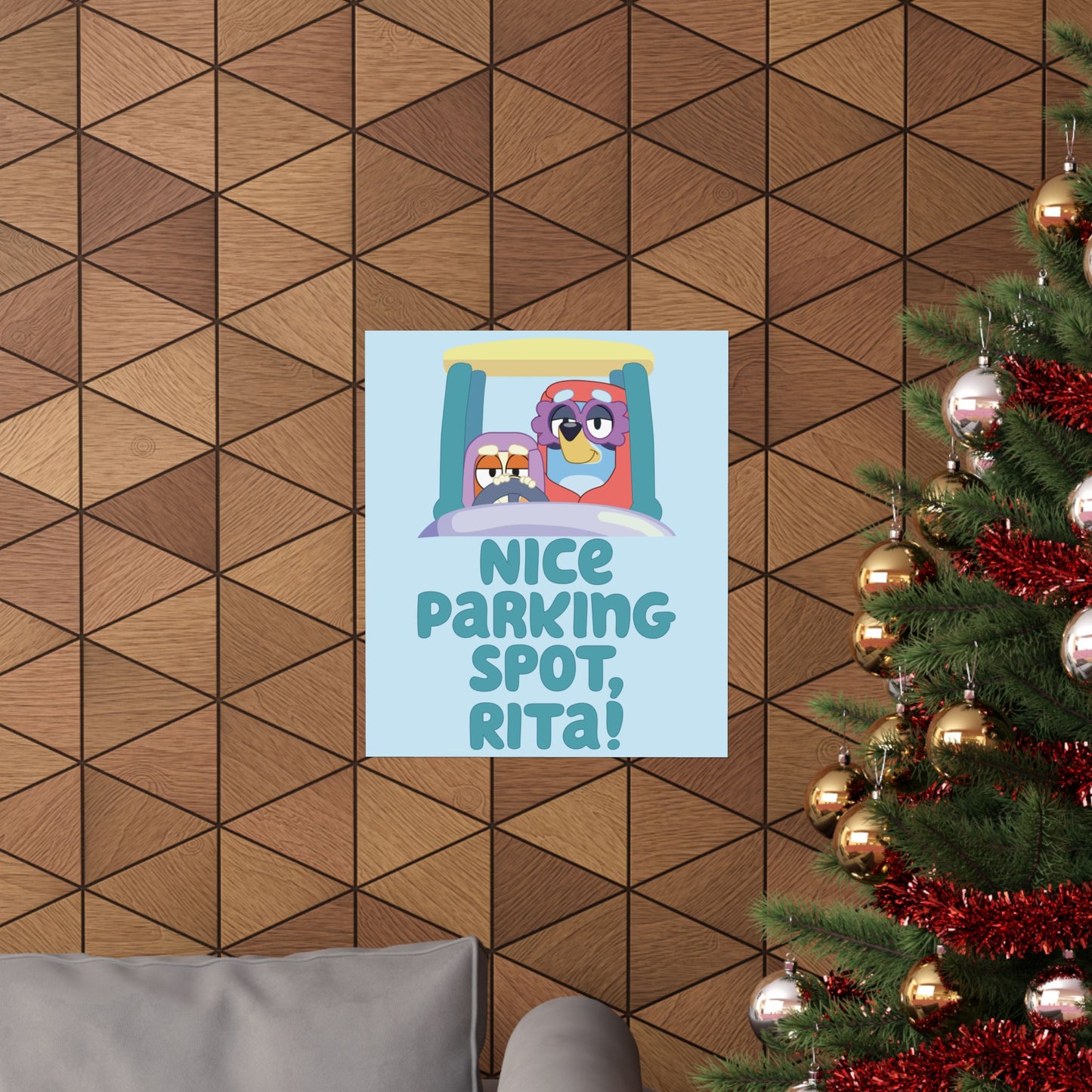 “Nice Parking Spot, Rita” Matte Vertical Poster – Bluey Grannies