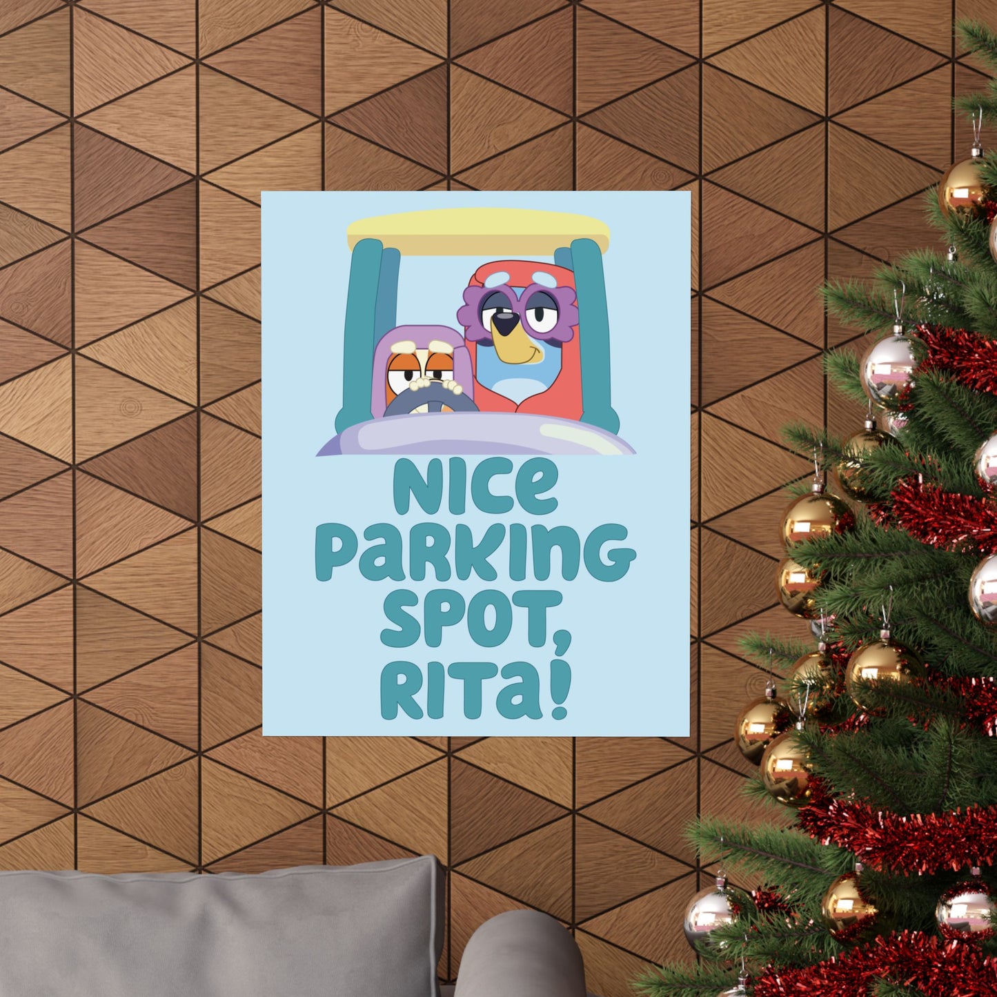 “Nice Parking Spot, Rita” Matte Vertical Poster – Bluey Grannies