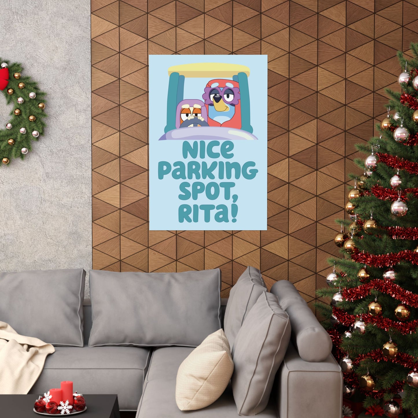 “Nice Parking Spot, Rita” Matte Vertical Poster – Bluey Grannies