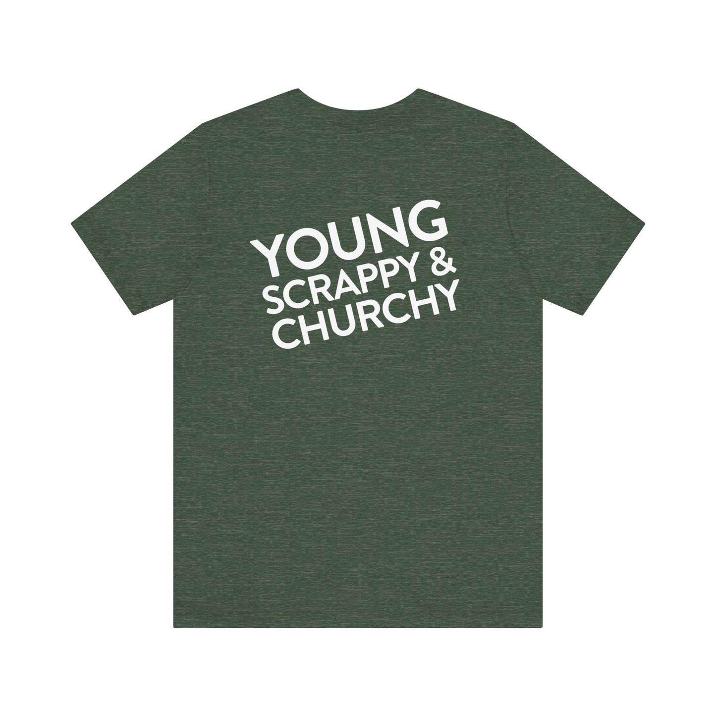 Young, Scrappy, and Churchy Tee for Community UMC of Krum - Unisex Jersey Short Sleeve