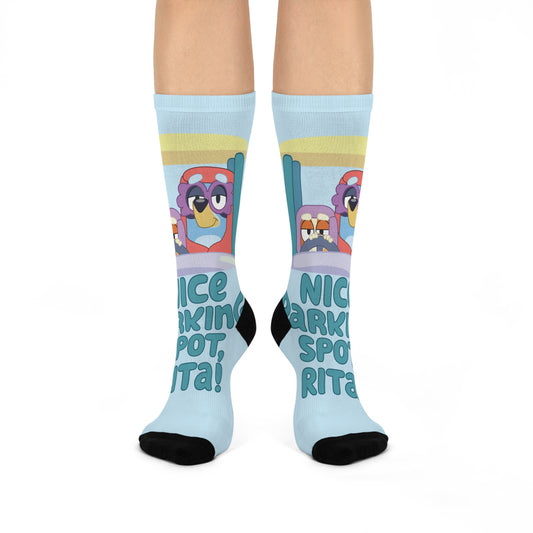 Bluey-Inspired Cartoon Crew Socks – Cute Grannies Design