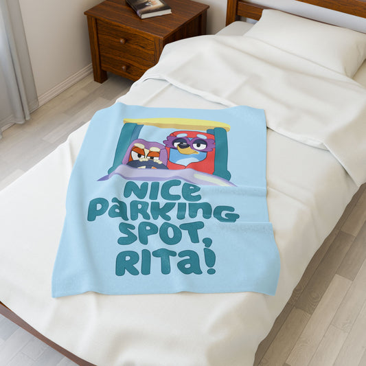 Bluey Grannies Plush Blanket – “Nice Parking Spot, Rita”