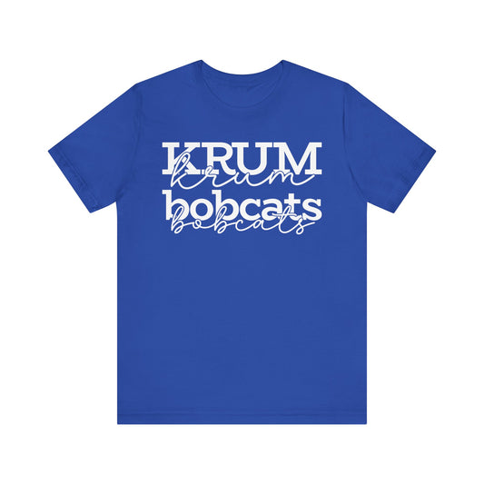 Krum Bobcats Adult Shirt Unisex Tee with script