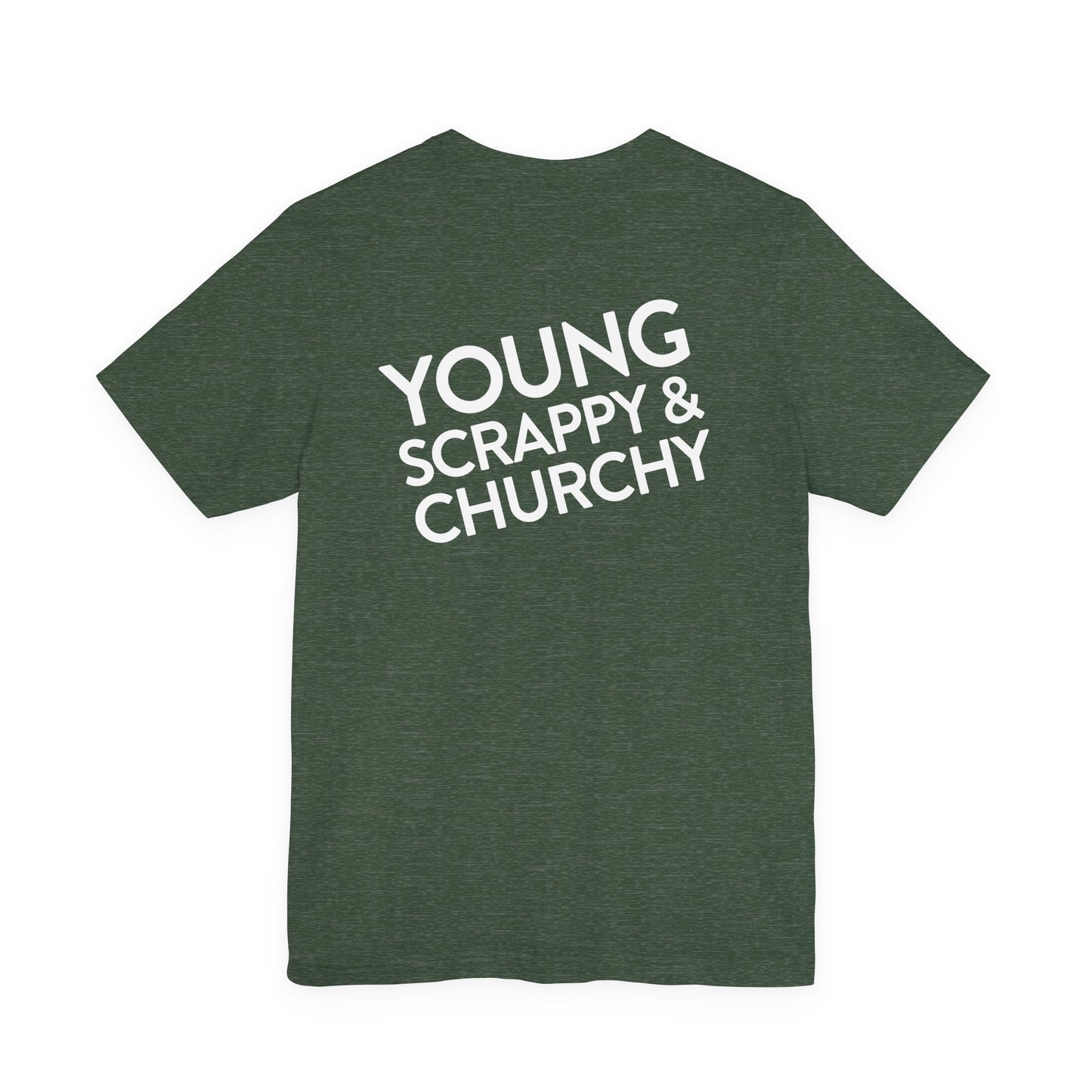 Young, Scrappy, and Churchy Tee for Community UMC of Krum - Unisex Jersey Short Sleeve