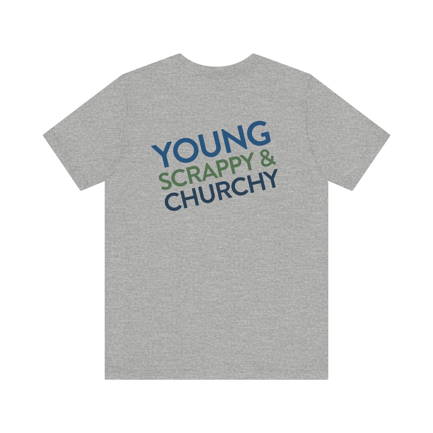 Young, Scrappy, and Churchy Tee for Community UMC of Krum - Unisex Jersey Short Sleeve
