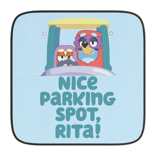 “Nice Parking Spot, Rita” Car Sun Shade – Bluey Grannies