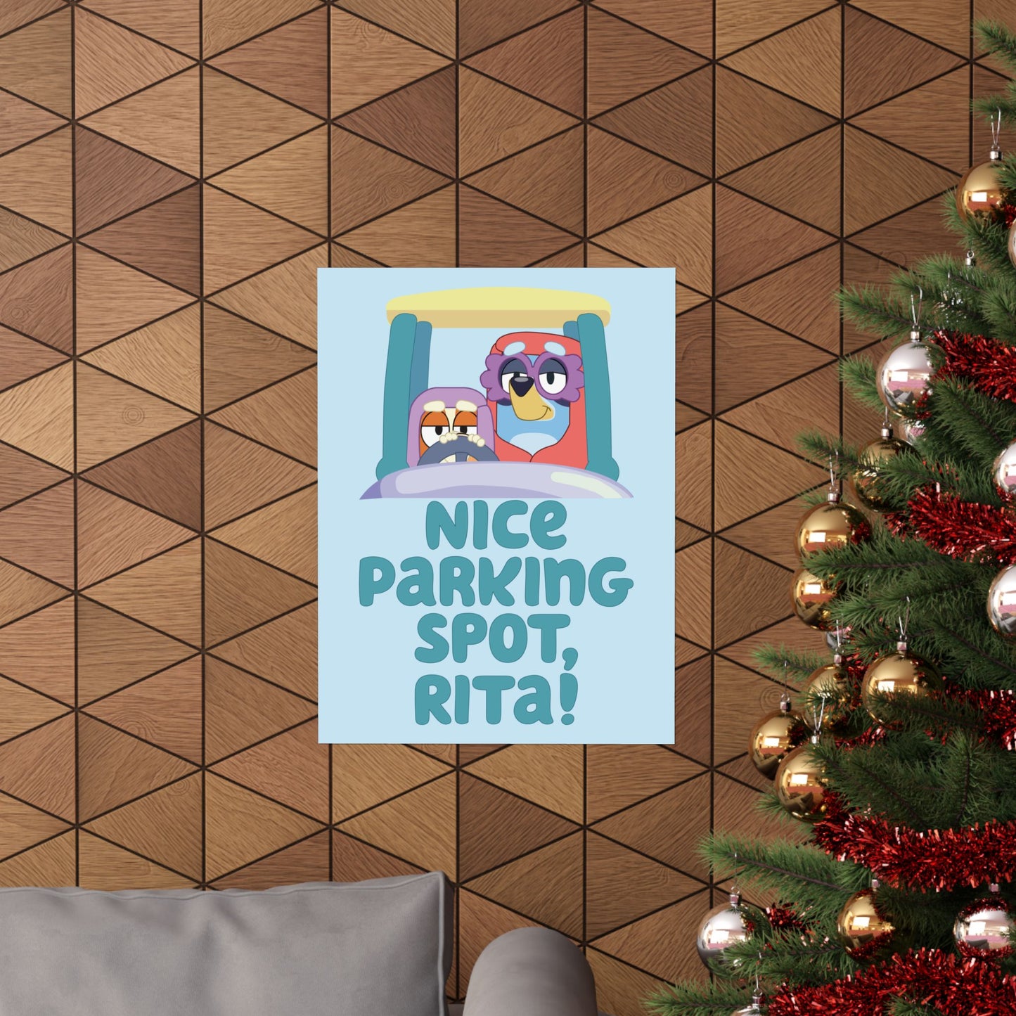 “Nice Parking Spot, Rita” Matte Vertical Poster – Bluey Grannies